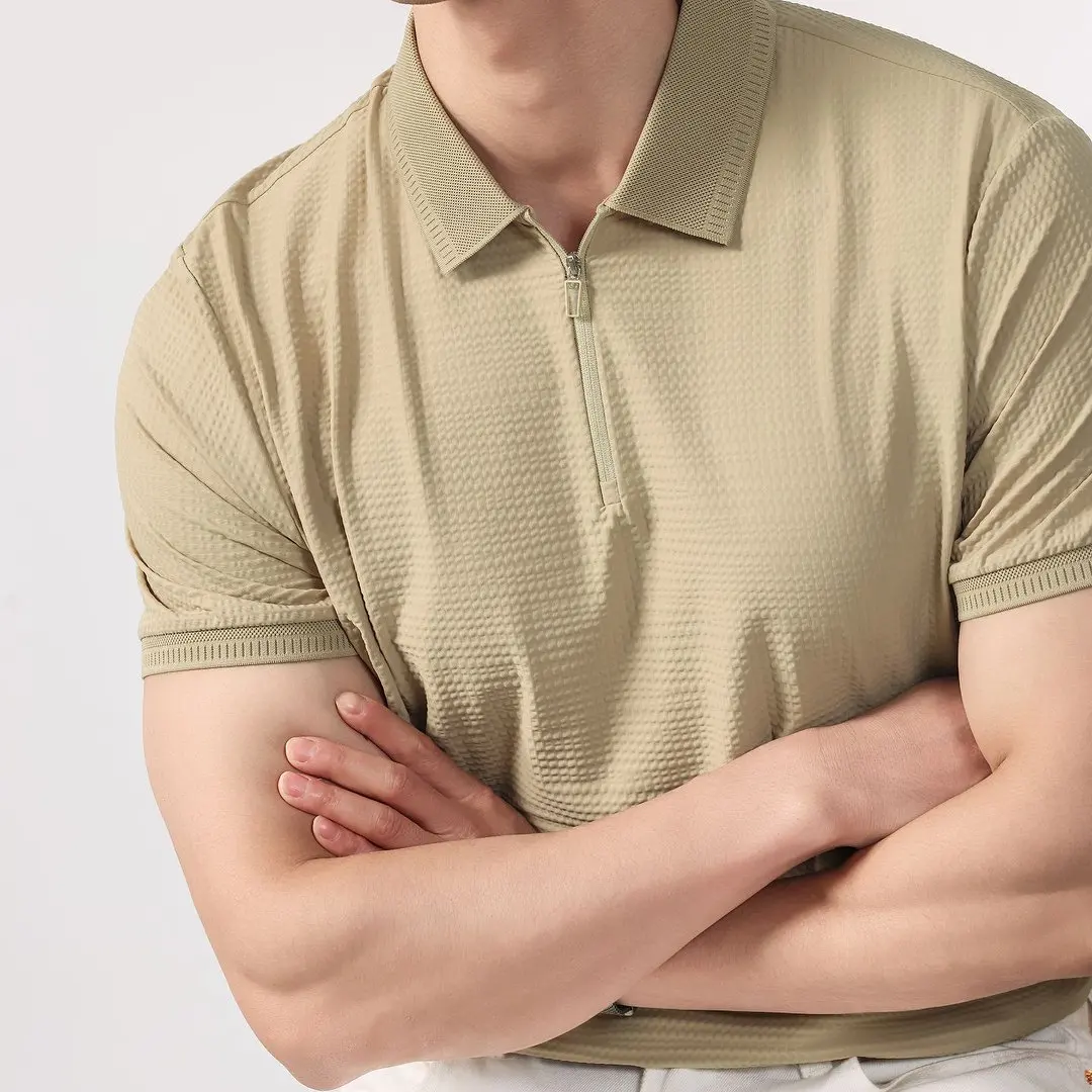 Summer Cool Quick Dry Lightweight Polo Shirt Men Fashion Casual Business Short Sleeve Casual T-shirt Commute Tshirt