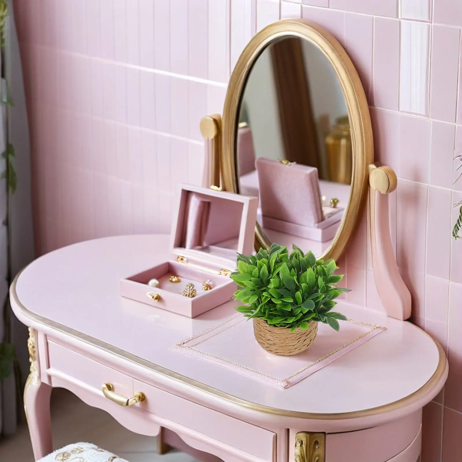 

Набор из 4 миниатюрных искусственных растений для кукольного домика: зеленые бонсай, миниатюрные растения в горшках, декор для дома, аксессуары для мини-сада, искусственные растения