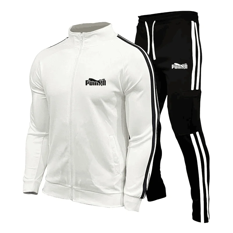 2024 New ,Men\'s Zippered Jacket Two-Piece Set, Men\'s Sports Zippered Shirt And Pants, Sportswear Set, Fitness Suit, Tight Pants