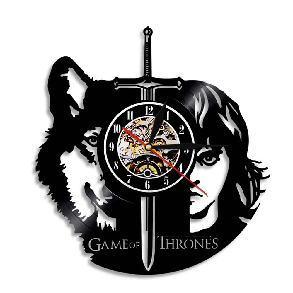 NONE Haus Targaryen Vinyl Record Wanduhr TV Show Fantasie Wohnkultur Uhr Eis Und Feuer Drache Geschnitzt Album Musik Longplay uhr 4