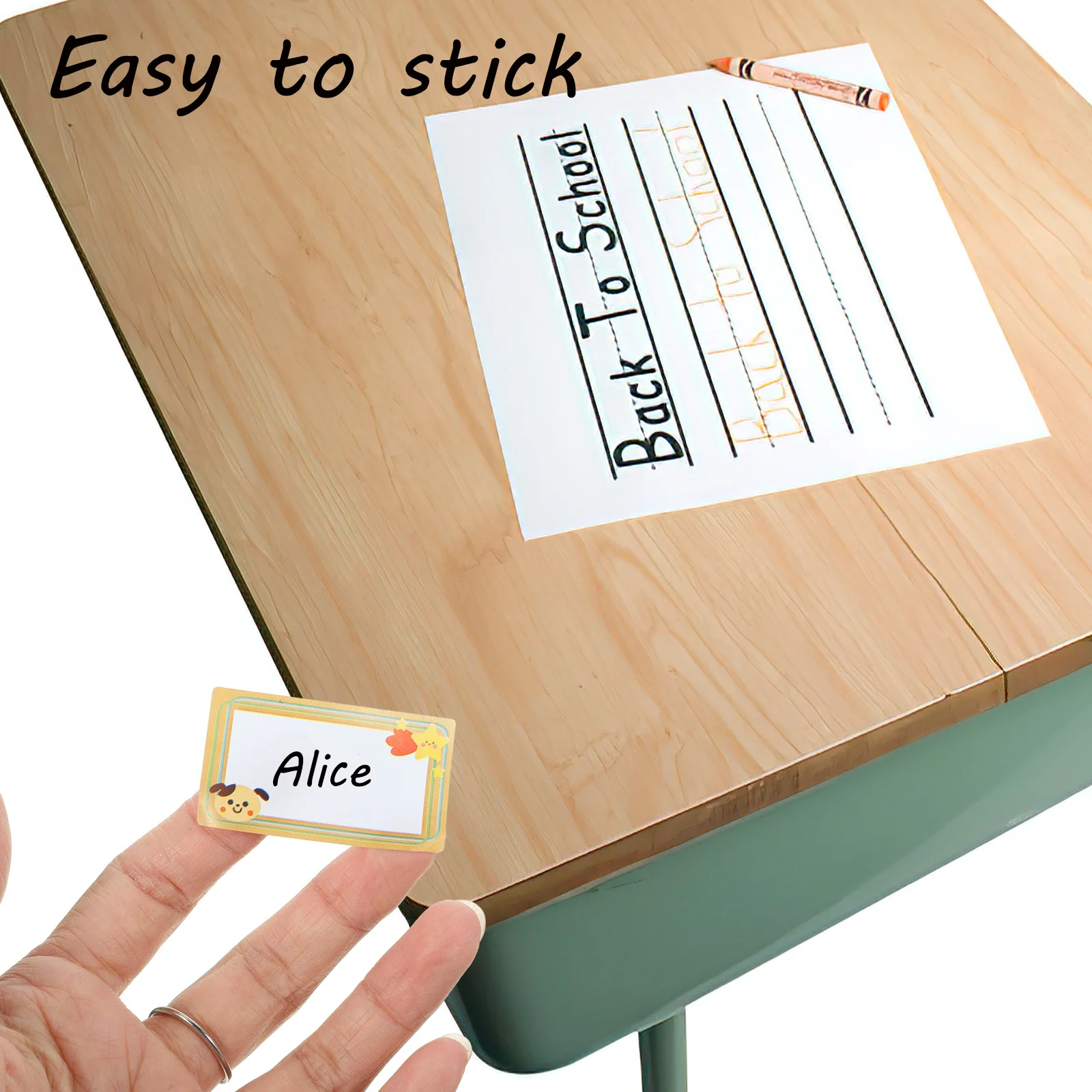 1 rollo de etiquetas adhesivas en blanco, etiquetas de nombre reutilizables para artículos para niños, suministros escolares, botellas de agua, almacenamiento de zapatos, hogar y oficina