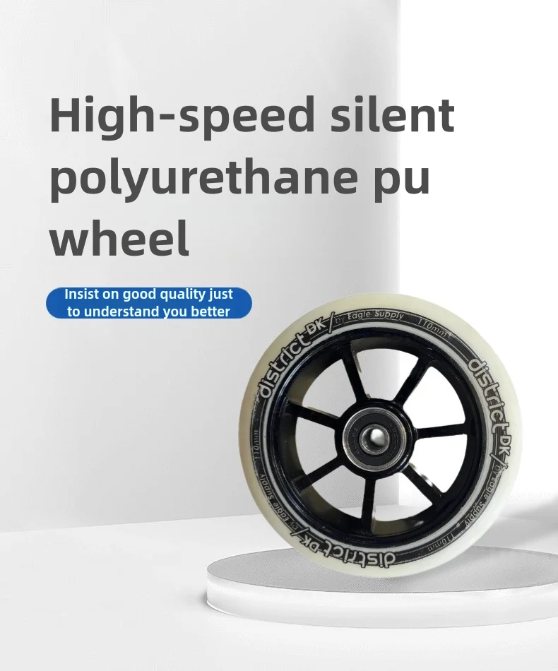 

2pcs 110mm Polyurethane Wheels Lightweight Durable Smooth Silent Rolling for Scooters Strollers Shopping Carts Accessories