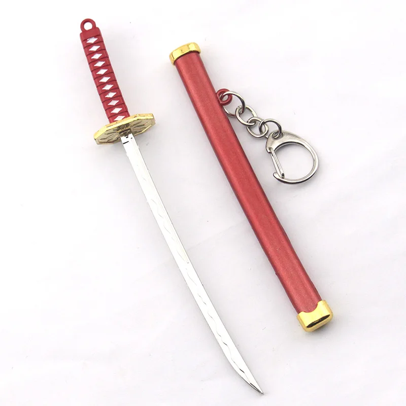 Anime Roronoa Zoro Sword Keychain Women Men Anime Knife Scabbard Sabre Snow Knife Key Chain Katana Keyring