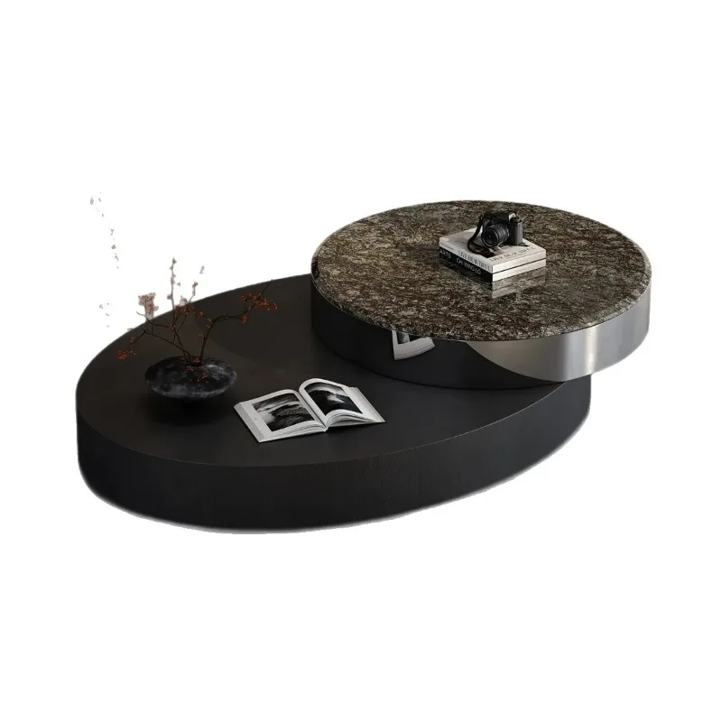 Italian minimalist platinum diamond rotating coffee table living room home light luxury modern high-end luxury stone coffee