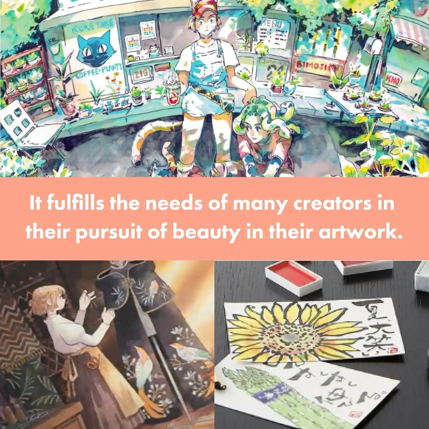 Japan Kuretake GANSAI TAMBI Einfarbiges, festes Aquarellpigment, professionelle Qualität, für Künstler, Anfänger, Kinder, ungiftig – Detail 8