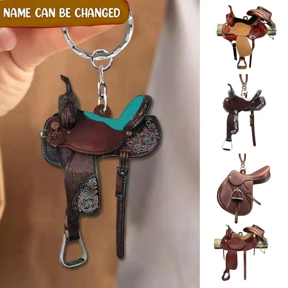 Key Chain Hook  Sturdy   Buckle Key Chain Fashion Western Cowboy Saddle Acrylic Pendant