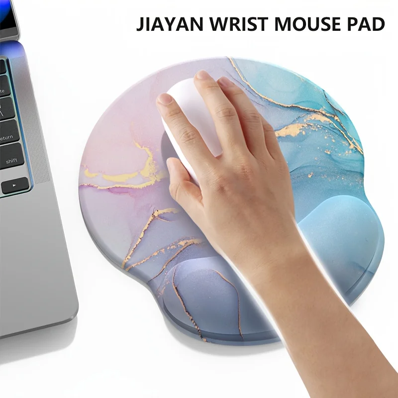 مسحوق أزرق متدرج نسيج رخامي مستدير مسند للمعصم لوحة ماوس مطاطية