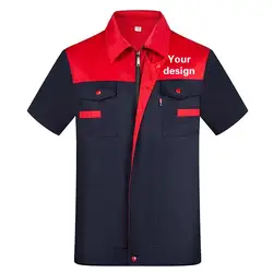 Working Clothes For Men Painter Factory Workshop Mechanic Electric Welder Repairer Automobile Repairman Summer Top Printed Logo