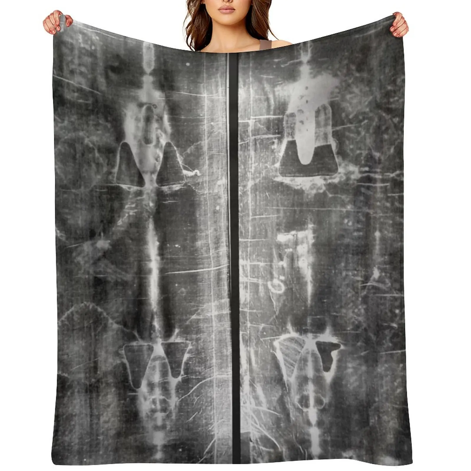 

Easter: Full length negatives of the Holy Shroud of Turin Throw Blanket Bed Luxury Brand Picnic Moving Blankets