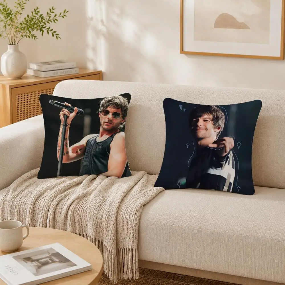 L-Louis Tomlinson Singer Cushion Cover Plush Decorative Pillow Case With Hidden Zipper Cutecore Room Decor For Home
