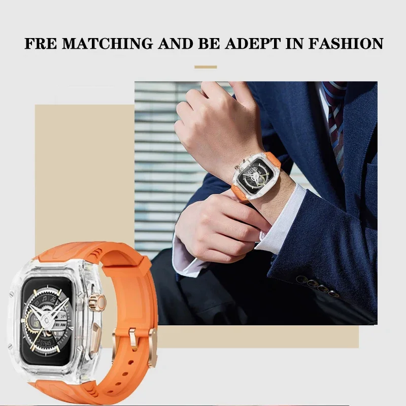 透明ケース + 統合 TPU ストラップ Apple Watch ウルトラ 2 49 ミリメートル 10 46 ミリメートルスポーツ快適な時計バンド iWatch 9 8 7 6 SE コレア