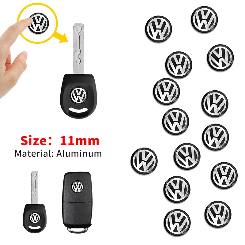 11mm Car Remote Key Logo Metal Emblem Stickers For Volkswagen VW GTI Polo Golf Passat Tiguan Touareg Taigo Caddy Jetta Beetle