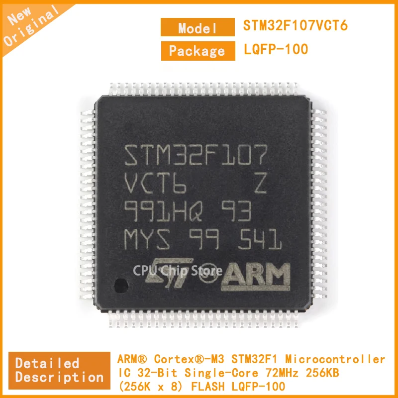 5Pcs/Lot  New Original  STM32F107VCT6 STM32F107  Microcontroller IC 32-Bit Single-Core 72MHz 256KB (256K x 8) FLASH LQFP-100