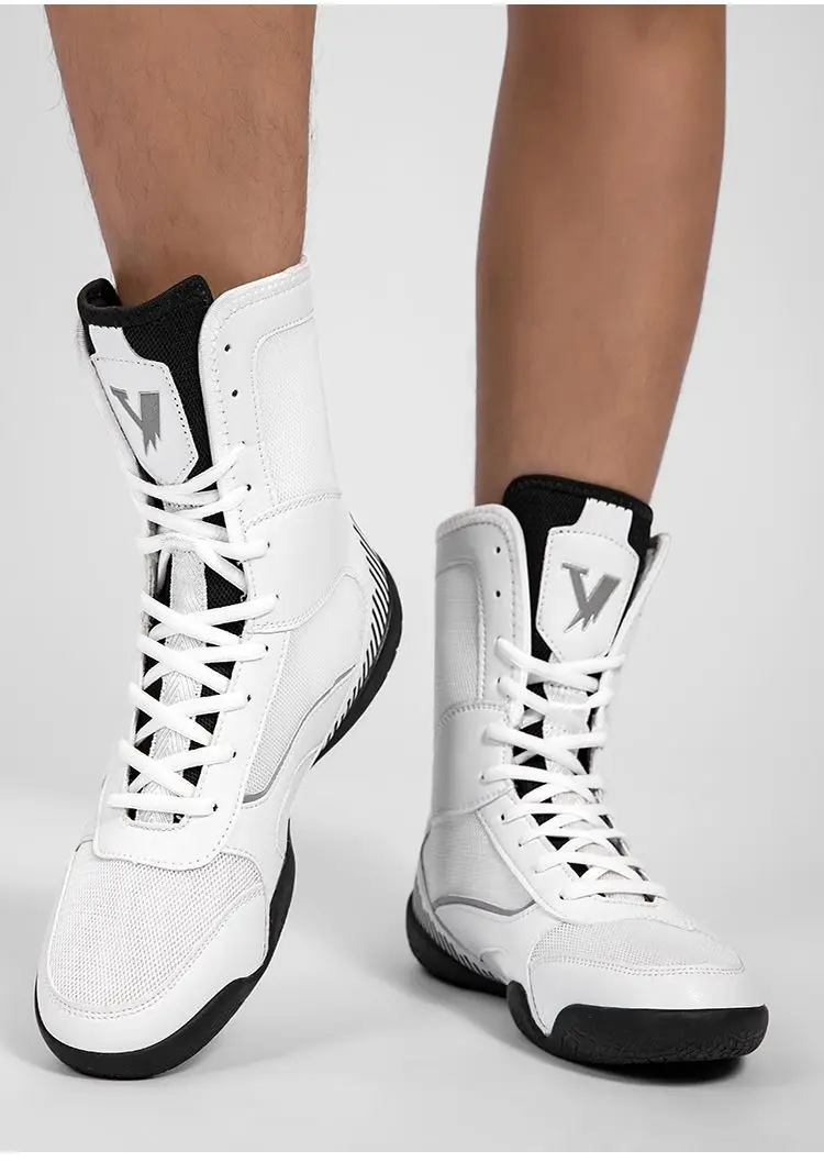 Professional Wrestling Boots Gym Training Shoes Mens Womens White Red Boxing Shoes Neutral Mesh Breathable Fighting Shoes