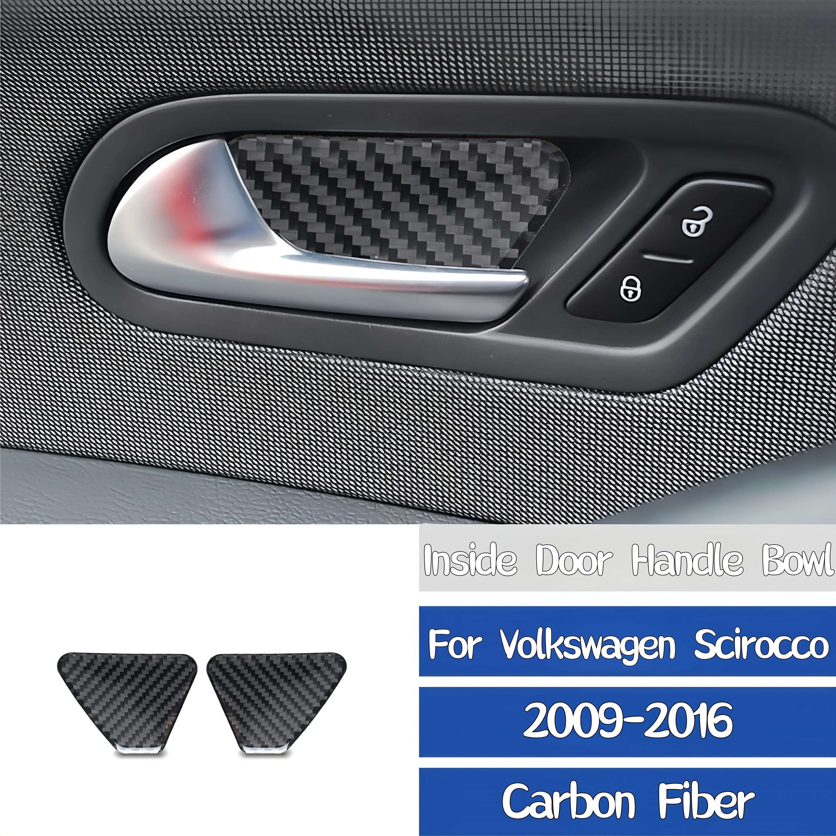 

For Volkswagen Scirocco 2009-2016 Interior Accessories Carbon Fiber Car Inside Door Handle Bowl Trim Cover Decorative Stickers