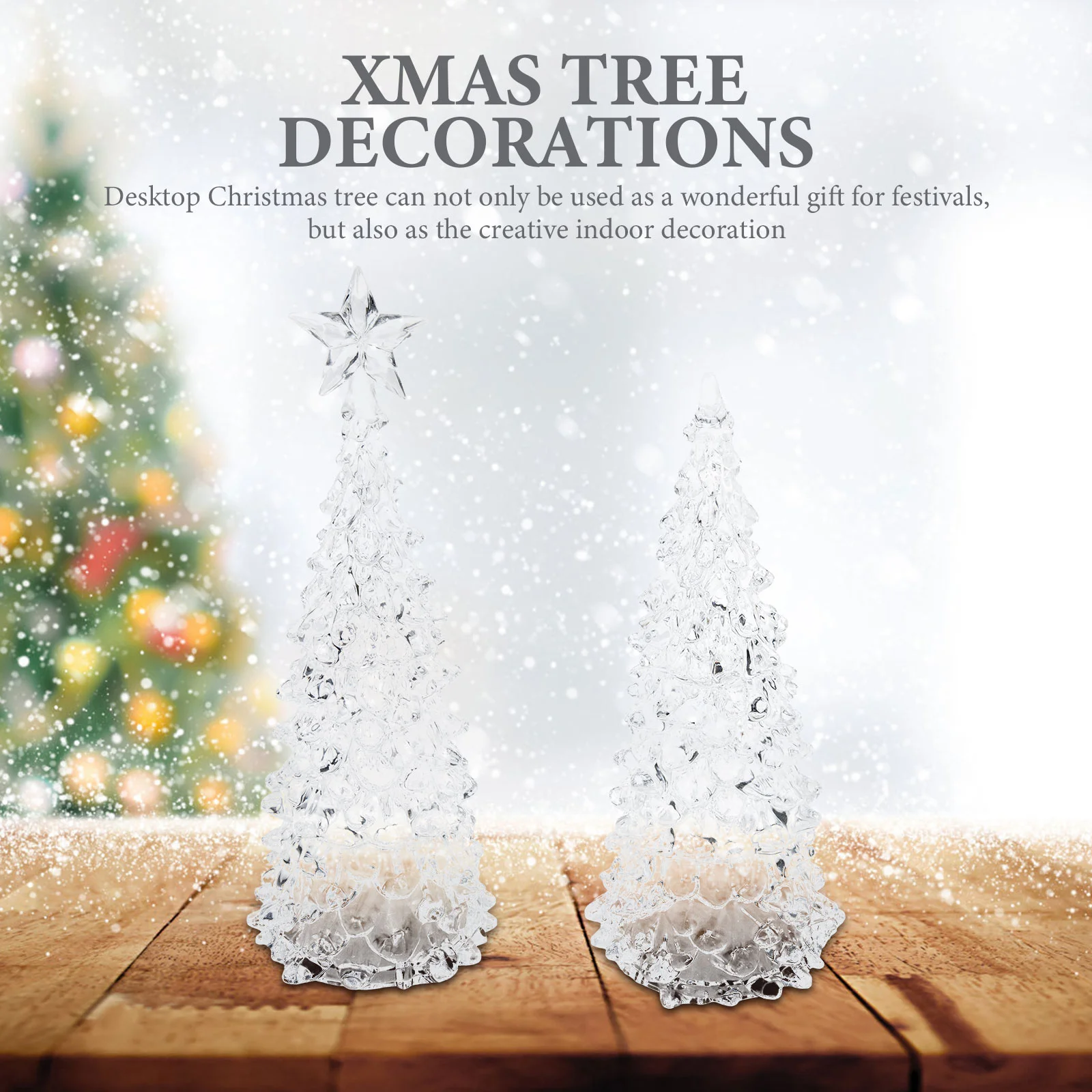 2 Pcs Crystal Christmas Tree Ornaments 2022 Liquidation Sale Offers Outlet Decoration Goods Figurine Xmas Desktop Mini