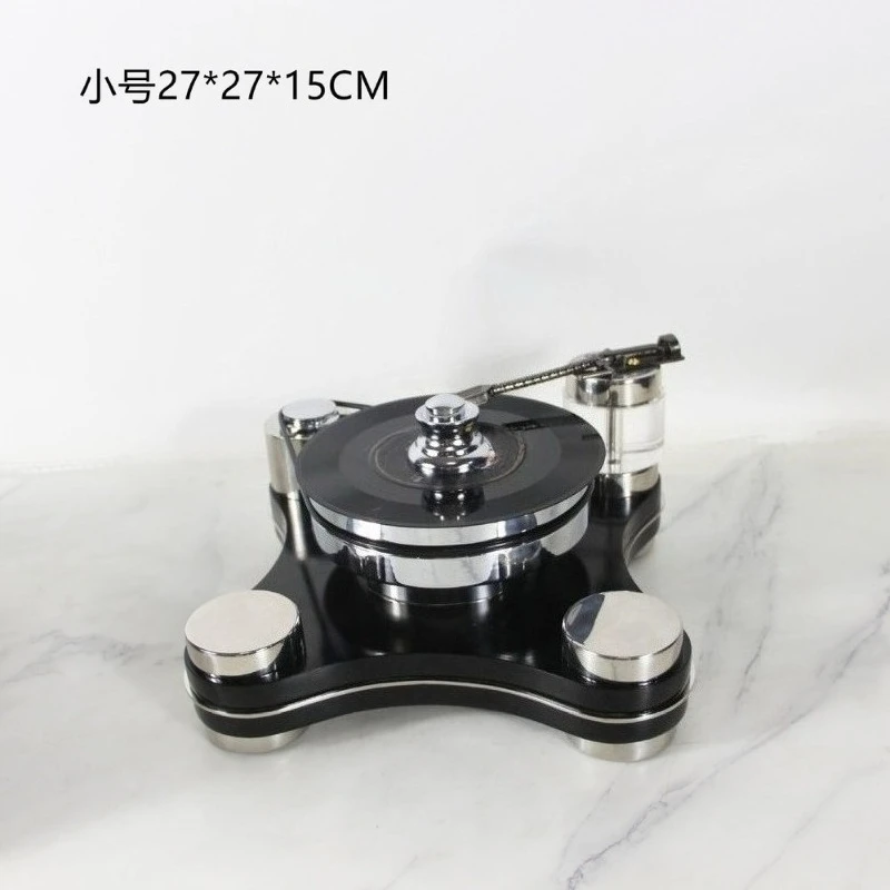 Turntable Model Ornament Stainless Steel Decorative Sculpture for Hotel Living Room Showroom Decoration