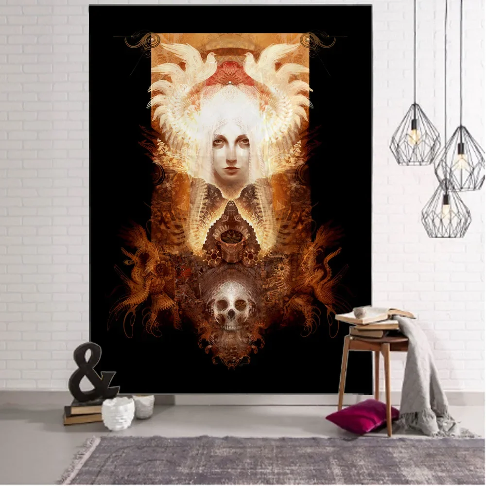 Psychedelic character skull print tapestry wall hanging living room bedroom dormitory wall decoration poster background cloth