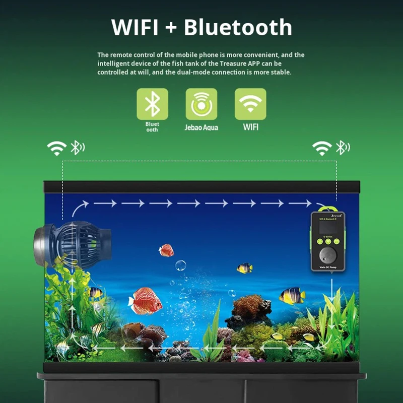 Jebao GOW Smart Bluetooth and WiFi Surfing Pump Wavemaking Pump for Freshwater Aquariums Cross Flow Water Pumps Submersible Pump