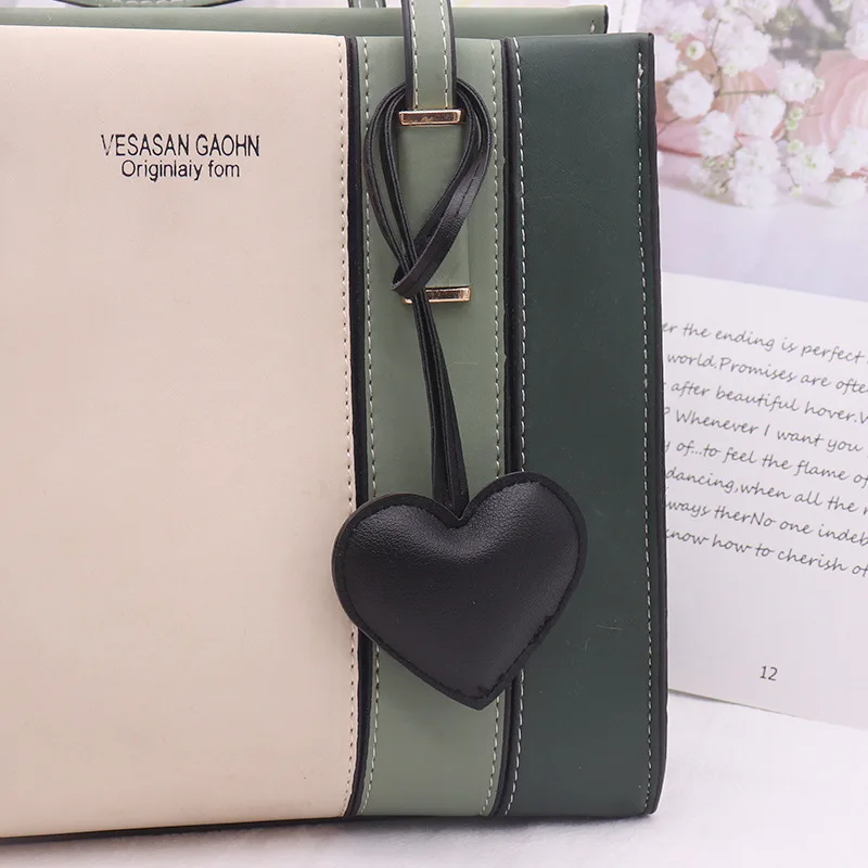 Peach Heart Leather Keychain, Cute Bag Charm Gift