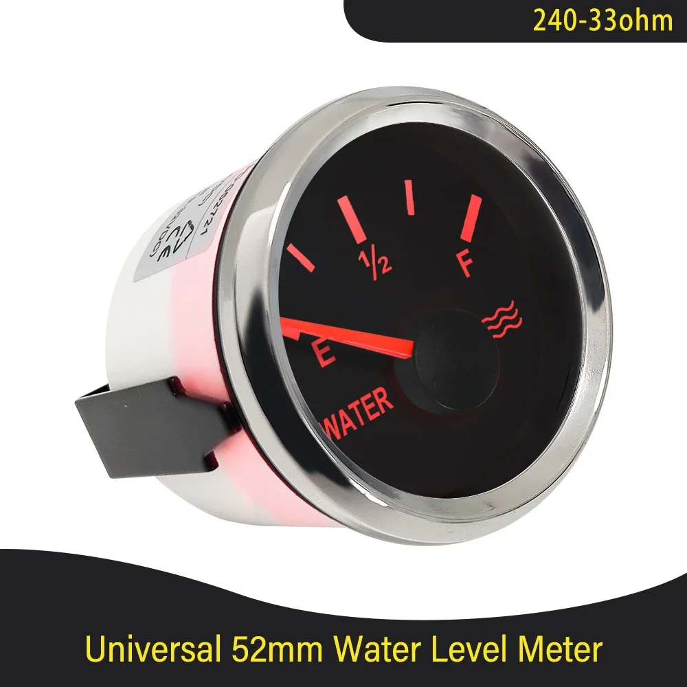 

Waterproof 0-190ohm 240-33ohm Boat 52mm Water Level Gauge Car Fuel Gauge with Red Backlight 9~32V fit Motorcycle Yacht