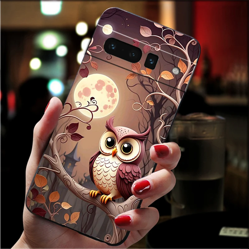 حافظة لهاتف جوجل بيكسل 10 9 برو XL 9A 8 7 6 برو بيكسل 8A 7A 6A بكسل 8 7 6 5 لطيف البومة الكرتون