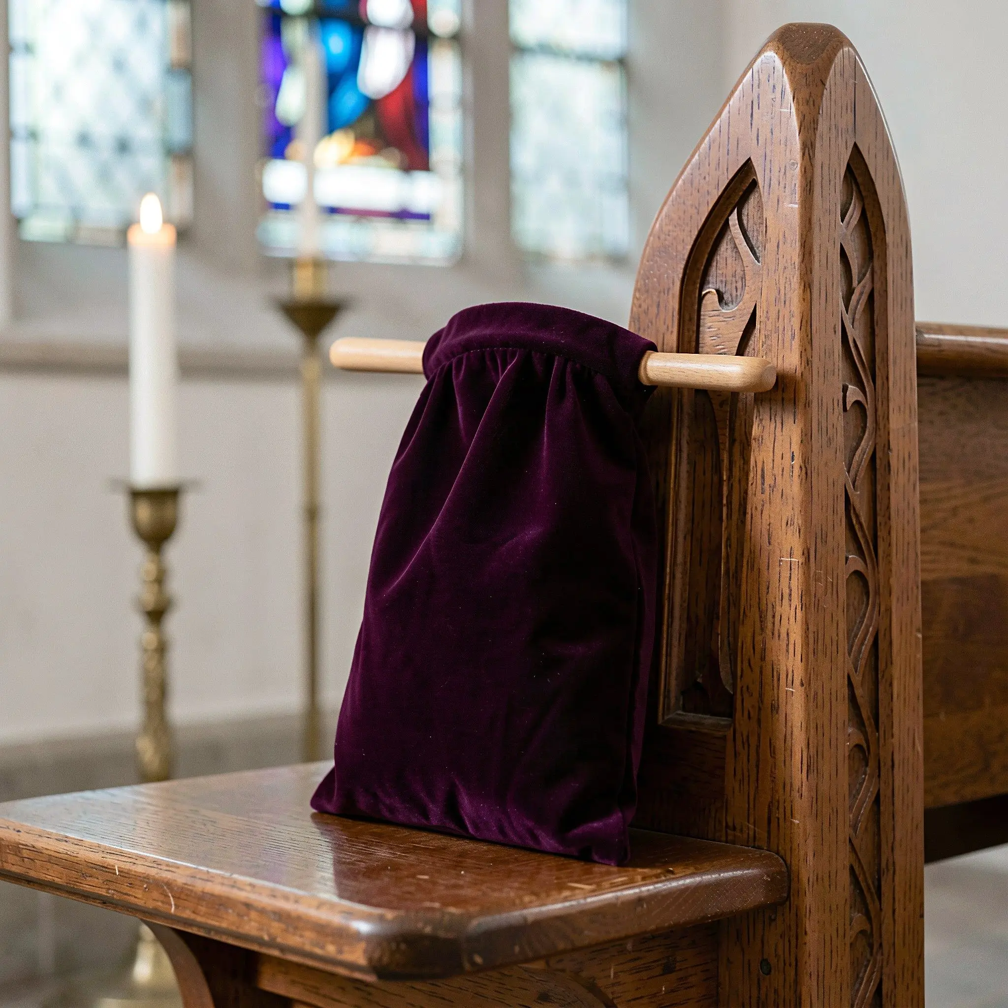 Church Offering Bag Red Thick Canvas Stable Wooden Handle Religious Collection Bag Church Donation Basket Large Offering Bags