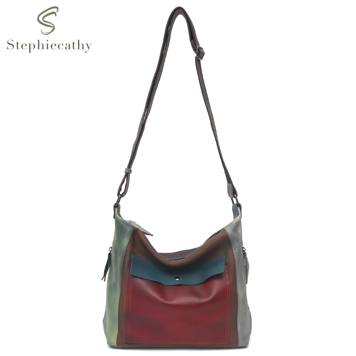 

SC Casual Street Style Painted Color Genuine Leather Shoulder Bag Women Multi Pockets Large Capacity Vintage Cross body Travel