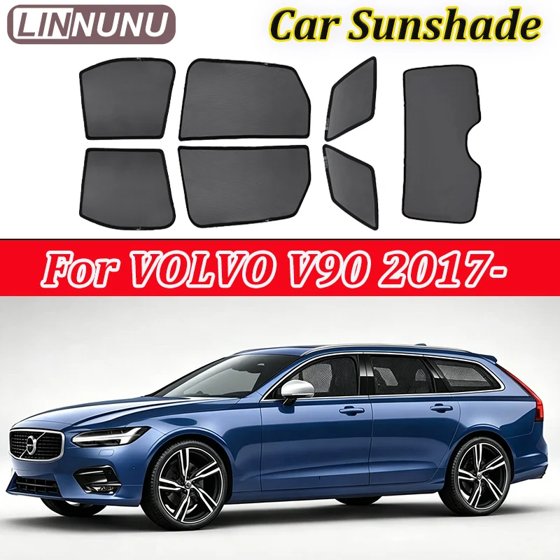 

LINNUNU Magnetic Car Sunshade for Volvo V90 CC 2017-2026 Side Window Mesh Curtain UV Protection Privacy Shield Auto Accessories