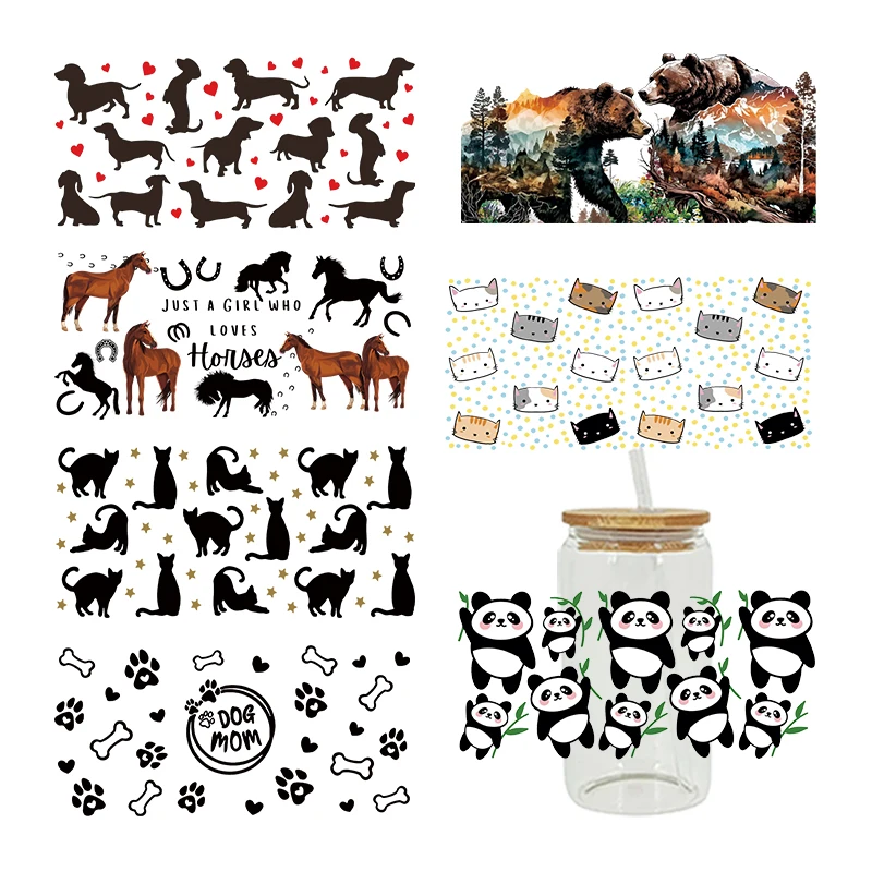 3D UV DTF Transfers Stickers, 16oz, Cup Wraps, Animal Panda Printed, DIY Glass Ceramic Metal Leather, Etc D7510