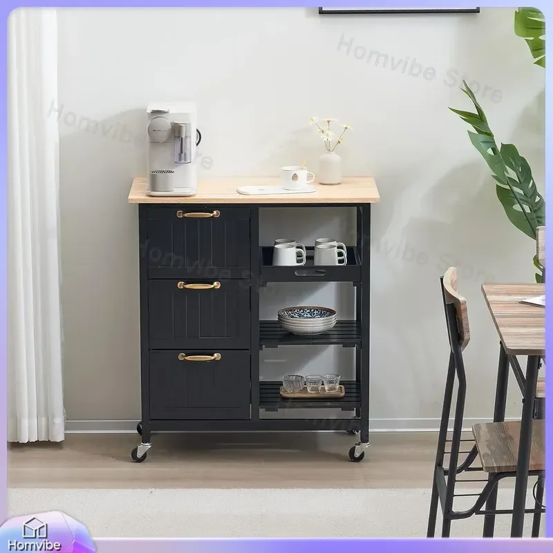 Removable Kitchen Island Cart with Storage Multi Layer Rolling Utility Rack for Small Apartment Home Furniture Cooking Prep
