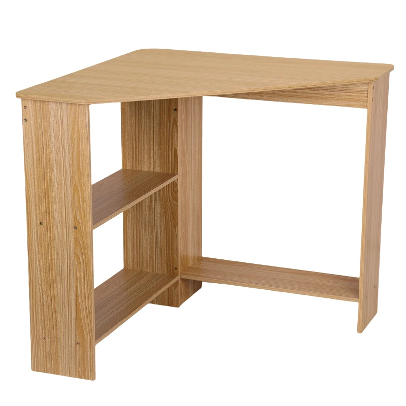 

Corner Desks Triangle for Computer Small Space Bedroom Makeup Vanity Desk with Storage Shelves With CPU Drawers Open Shelves