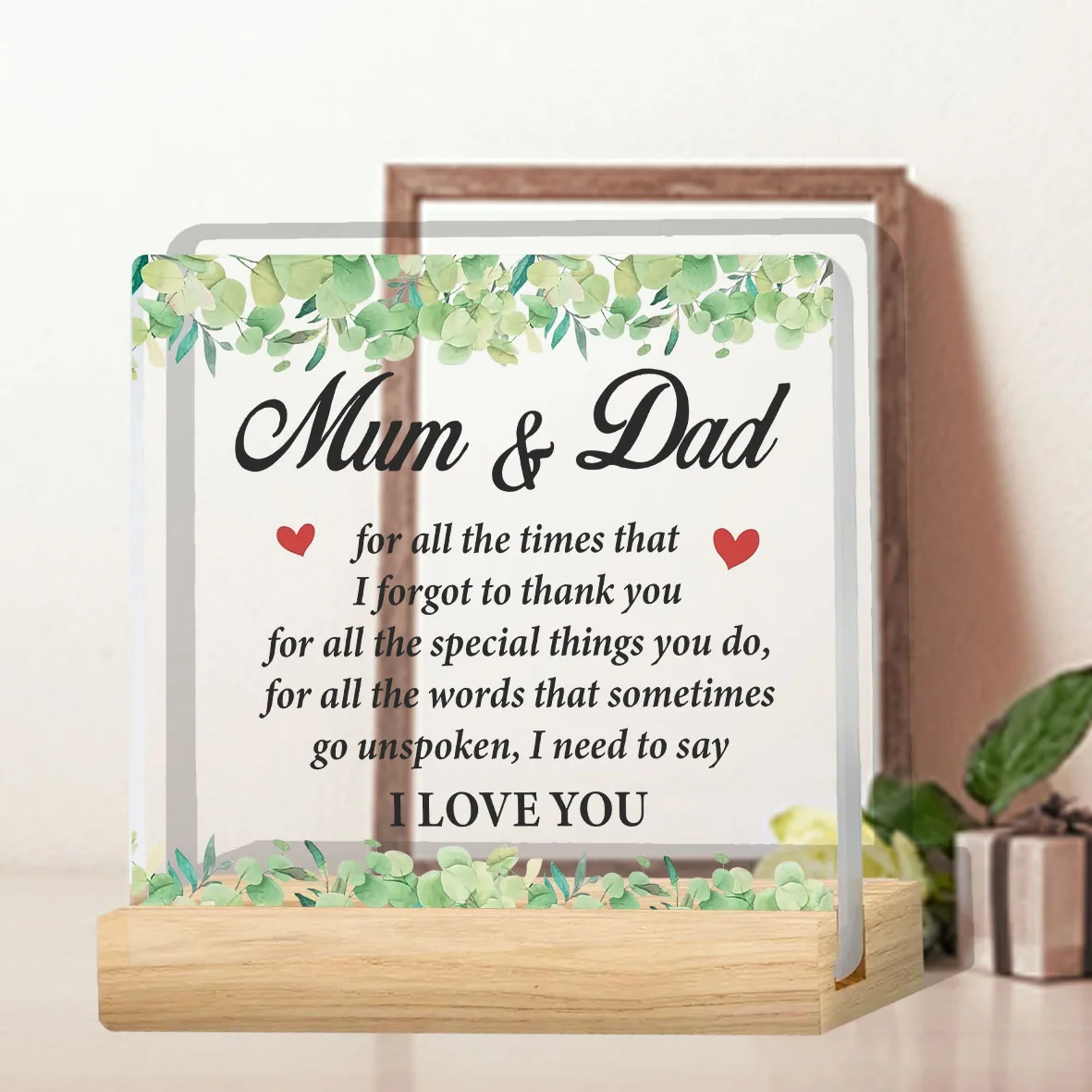 1pc Clear Acrylic Plaque Desk Sign Best Thank You Gift for Mum and Dad, Parents, Home Decorative Signage Appreciation Token,