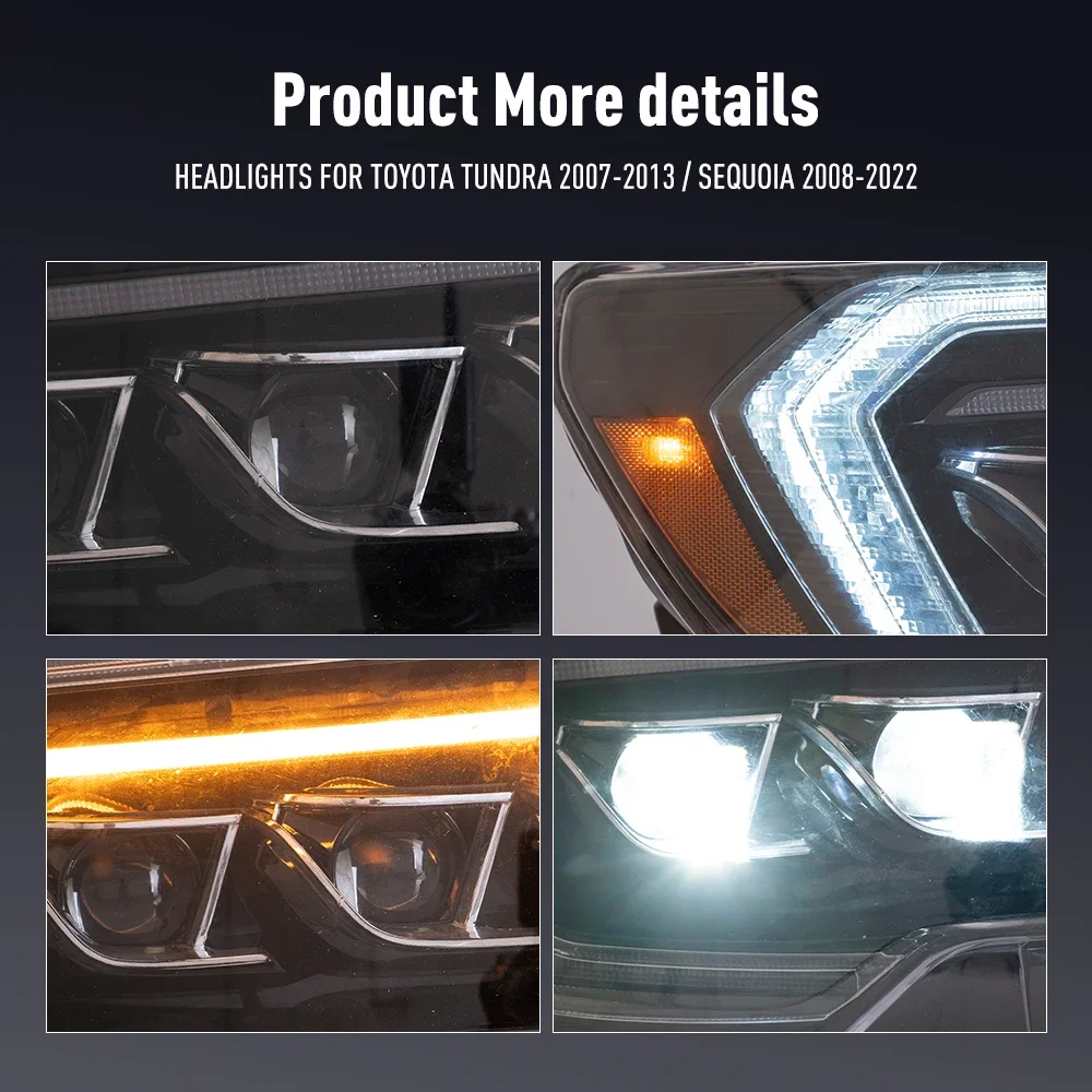 Автомобильный Стайлинг, фара для Toyota Sequoia 2008-2022 TUNDRA 2007-13, фара дневного света, сигнальные лампы, автоаксессуары