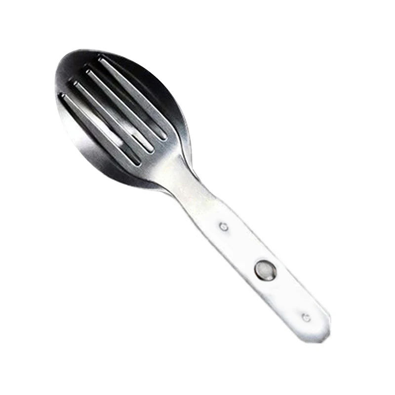 Nouveau 2-en-1 fourchette Dessert cuillère ensemble de couverts pour Camping en plein air et pique-niques Portable Durable en acier inoxydable Mini fourchette cuillère