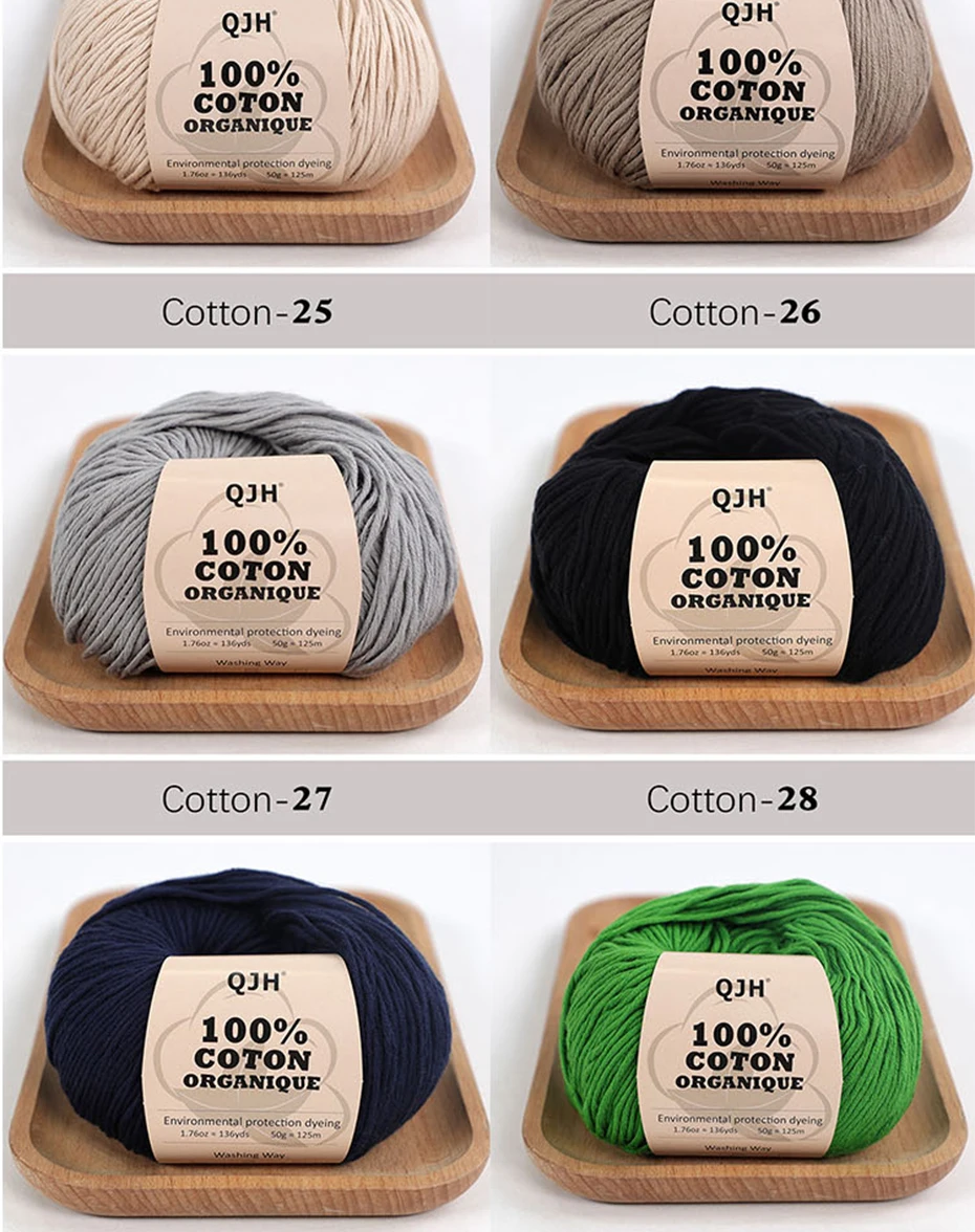 3 Stück 100% Bio-Baumwollgarn, maschinenwaschbar, für Erwachsene und Babys, für Pullover/Handschuhe/Schals/Mützen usw. 50 Gramm (1,76 Unzen) 125 Meter (136 Yards) – Detail 21