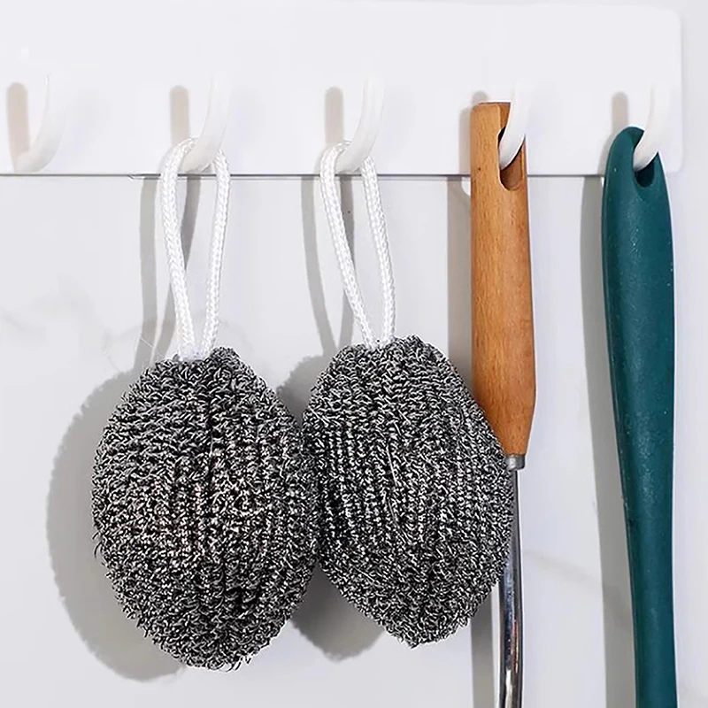 

1PC Stainless Steel Cleaning Ball Brushes With Lanyard Household Cleaning Tool Cleaning Balls Kitchen Utensils High Quality Tool
