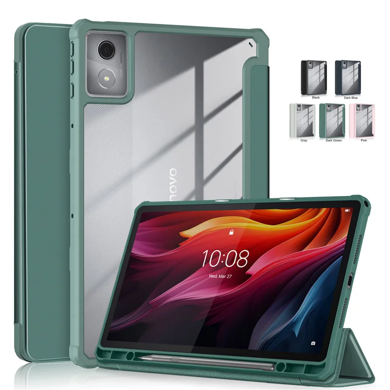 

For Lenovo Tab K11 Plus 11.45" TB352FU Case PU Leather Acrylic Back Smart Cover For Etui Lenovo K11 Plus Case With Pen Holder