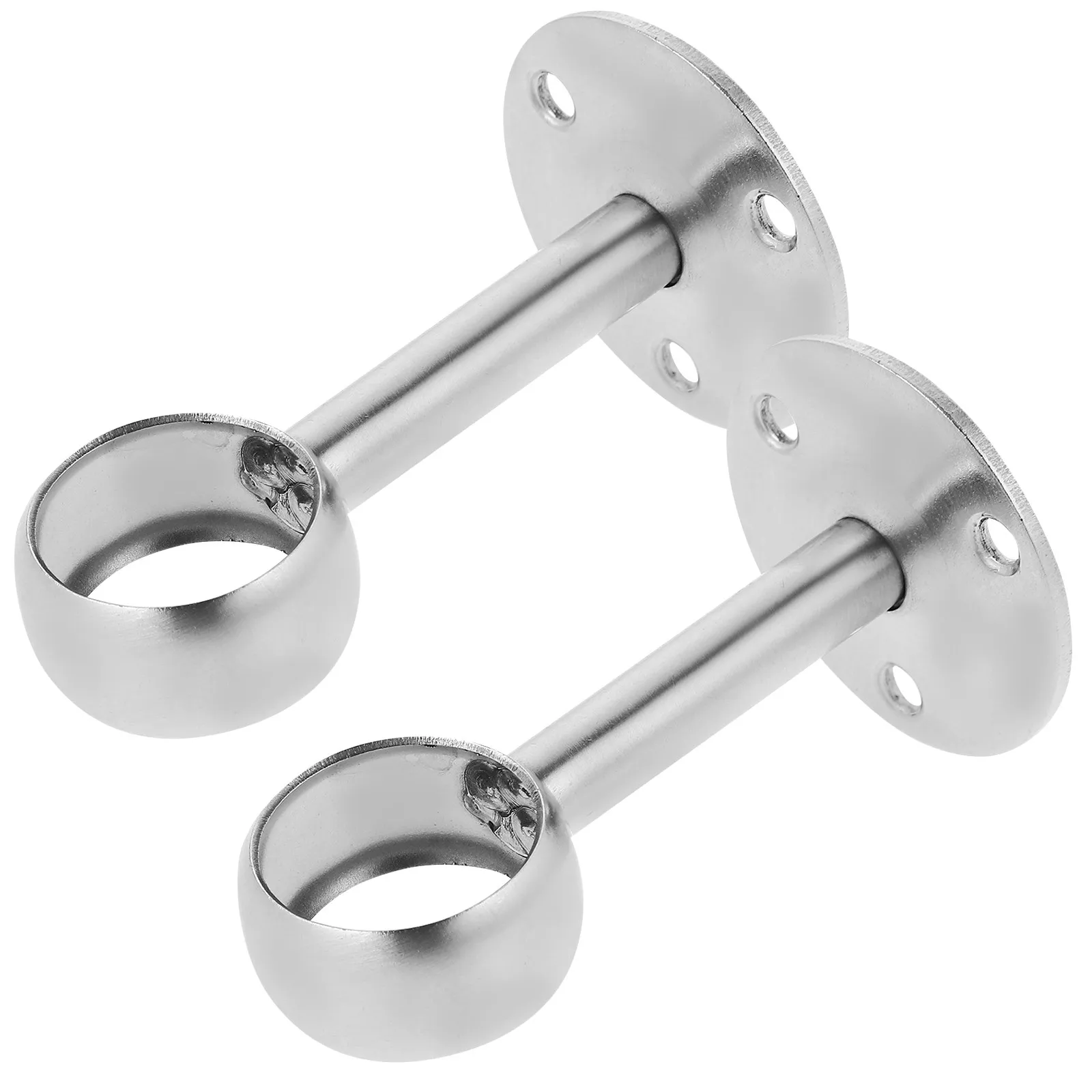 2Pcs Rustproof Stainless Steel Closet Rod Support Heavy Duty Wall Mount Wardrobe Pole Holder Shower Curtain Rod Socket view 4