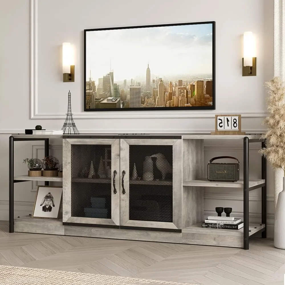 

TV Stand Industrial Entertainment Center, Rustic Grey