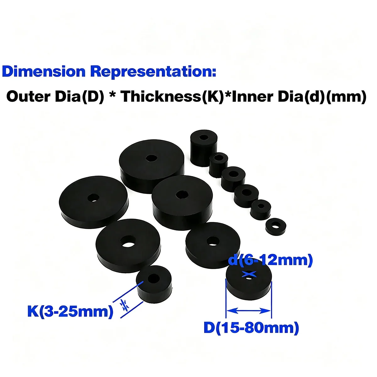 Circular Rubber Damping Pad Anti-Vibration Washer for Fan Coil Unit AC HVAC Noise Reduction