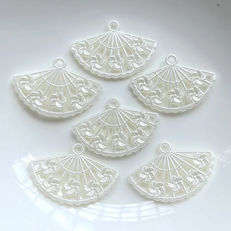 10pcs 30X20mm ABS fan-shaped bead pendant connector suitable for DIY earrings, necklaces, jewelry making, ABS beads with holes