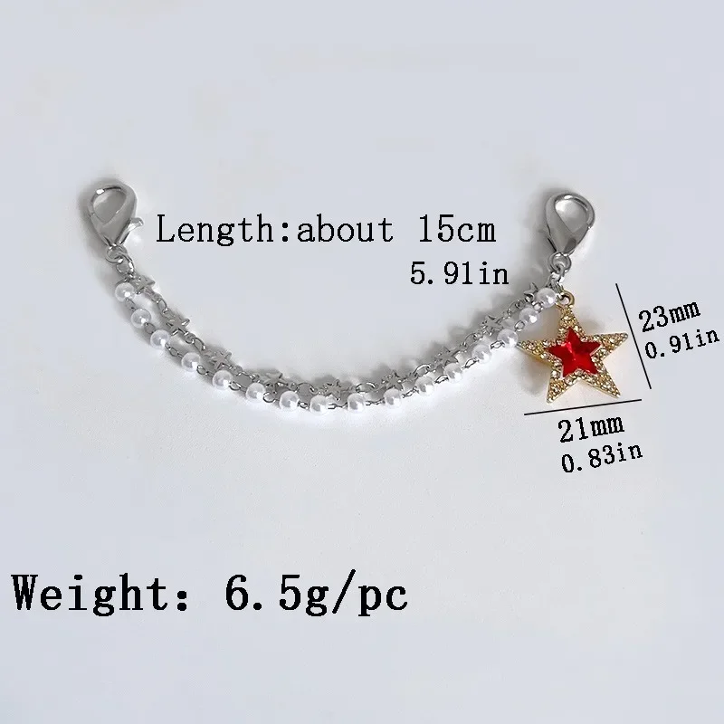 Metal Star and Pearl Shoe Chain with Clasps, Adjustable Shoe Decoration for Sneakers, Canvas Shoes and DIY Accessories