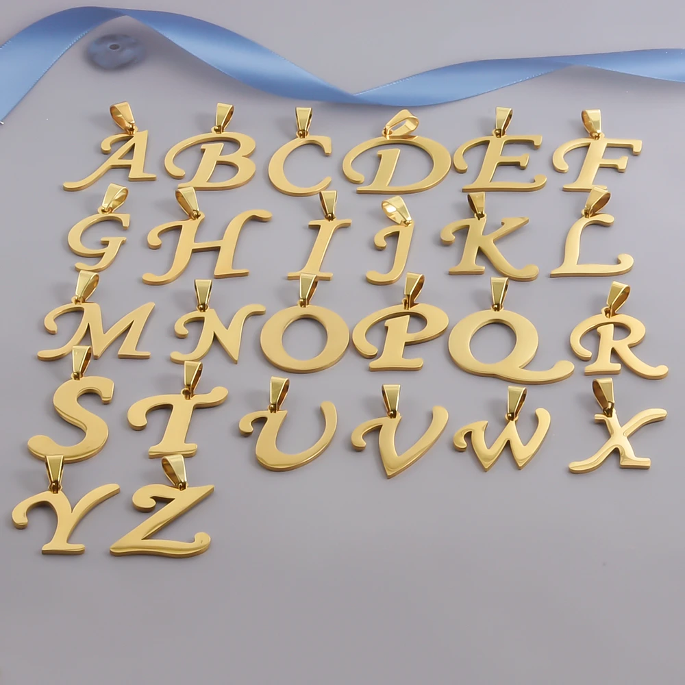 

6pcs/Lot Classic Real Gold Plated Stainless Steel 26 Letters Charms For Jewelry Making Supplies Metal A-Z Initial Pendant Charm