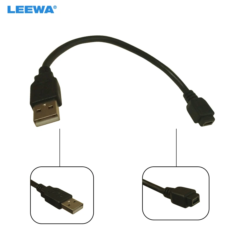 LEEWA 20pcs Car Audio Input Media Data Wire Mini USB To 2.0 Cable Adapter For Nissan Ford GM MG USB AUX Cable #CA7305