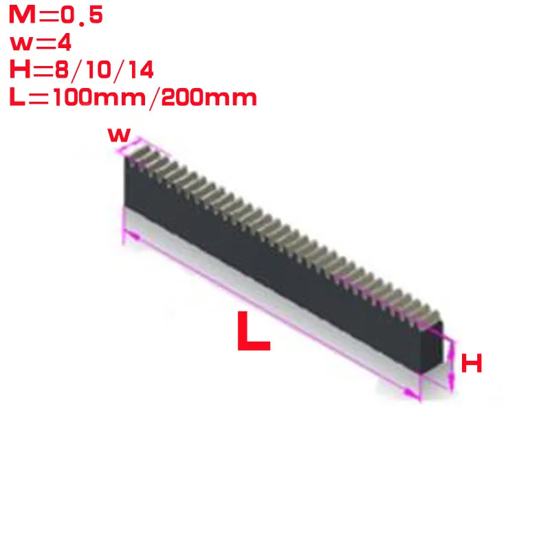 1pc 0.5M 0.5 modulus width 4mm steel rack gear rack transmission length 100mm 200mm