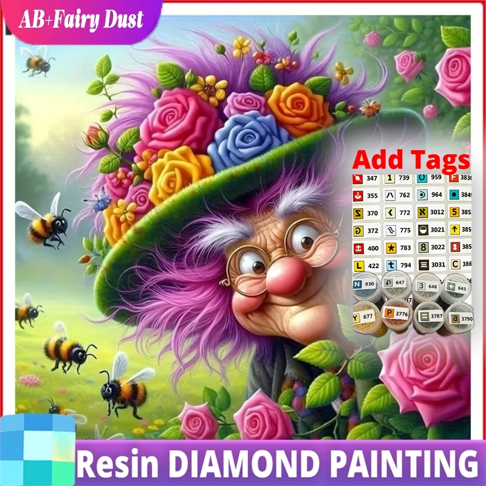 

Набор для алмазной мозаики Resin AB Fairy Dust Grandma Flower DIY, Новинка 2026, Набор для вышивания, Декор для дома, Подарочные аксессуары