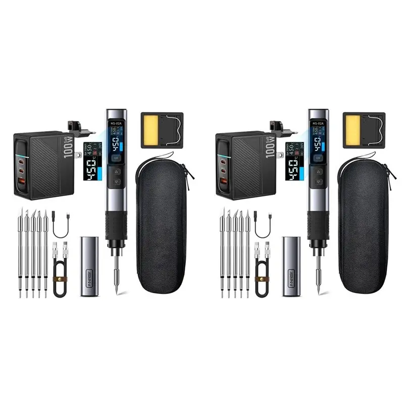 A02M-2X HS-02A Smart Electric Soldering Iron PD 100W Adjustable Constant Temperature Fast Heat Soldering Iron EU PLUG