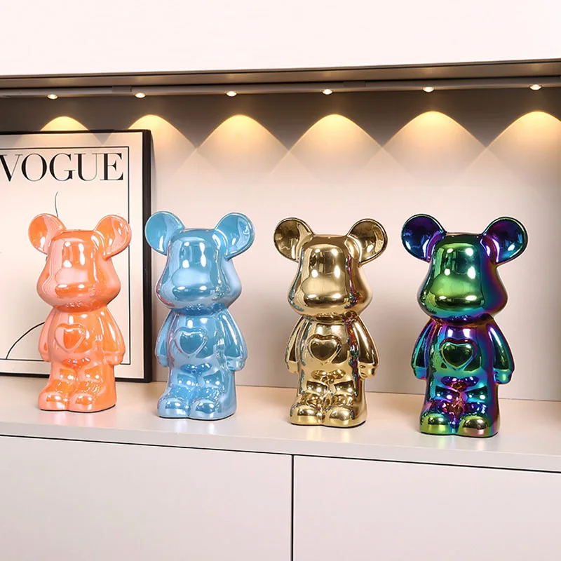 Light Luxury Ceramic Violent Bear Ornament, Living Room Entrance Tv Cabinet Home Decoration, Little Bear Piggy Bank
