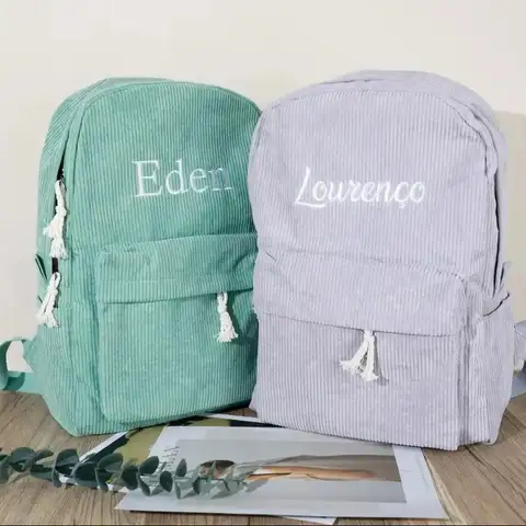 Kids School Bag Personalized Toddler Backpack Embroidered Name Child Corduroy Backpack Birthday Gift Laptop Bag Back to School